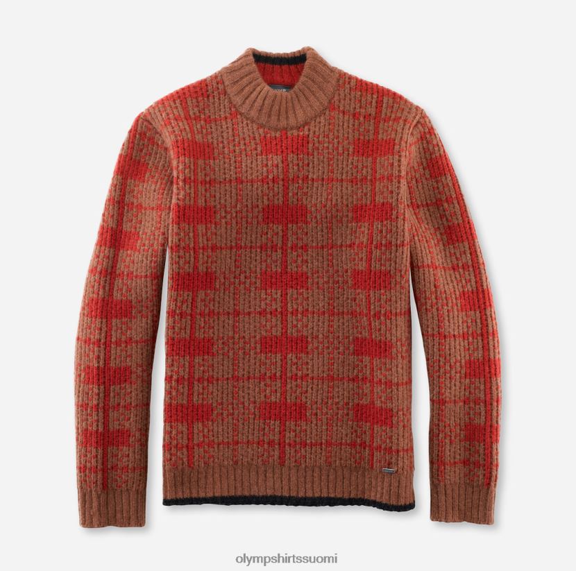 vaatetus OLYMP neuleet moderni istuvuus, villapaidan pystykaulus, punaruskea 24N6D1877