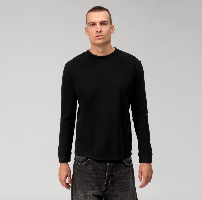 vaatetus OLYMP rento jersey pitkähihainen t-paita, musta 24N6D2053