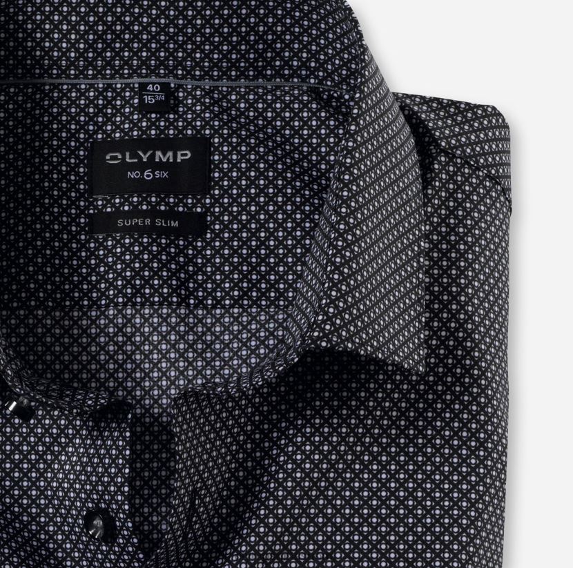 vaatetus OLYMP ei. kuusi super ohut, bisnespaita, moderni kent, musta 24N6D187