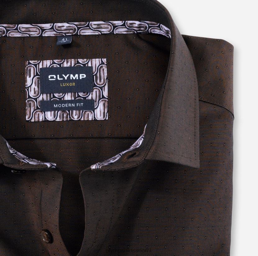 vaatetus OLYMP luxor moderni istuvuus, bisnespaita, globaali kent, ruskea 24N6D1362