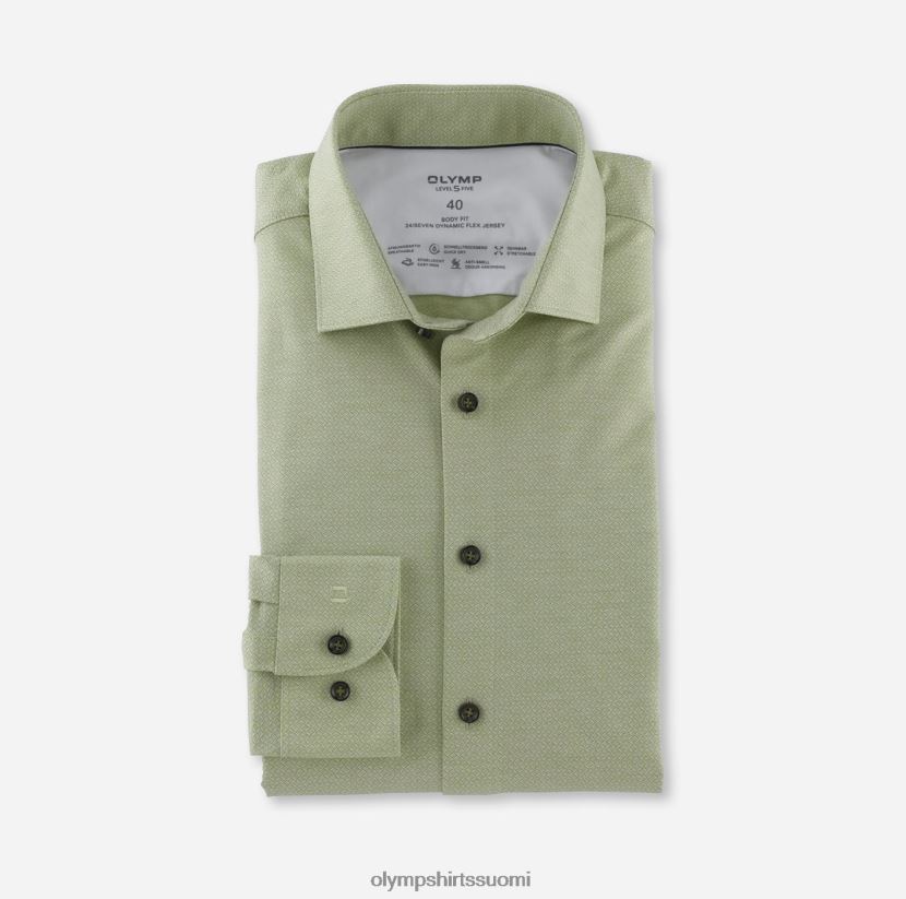 vaatetus OLYMP taso viisi 24/7 body fit, bisnespaita, moderni kent, limenvihreä 24N6D618