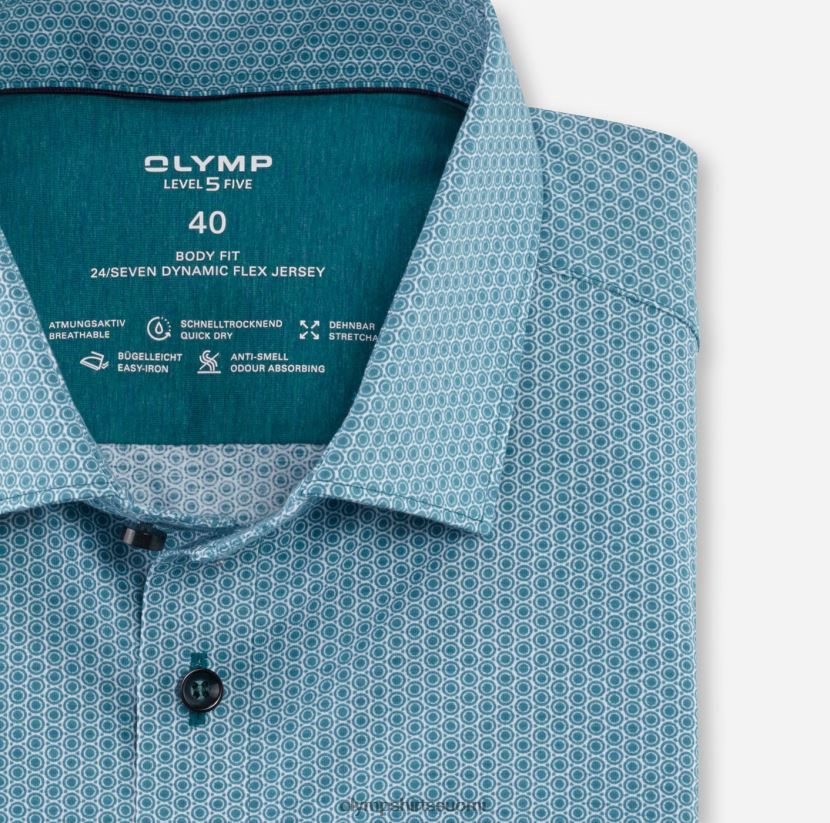 vaatetus OLYMP taso viisi 24/7 body fit, bisnespaita, moderni kent, smaragdi 24N6D675