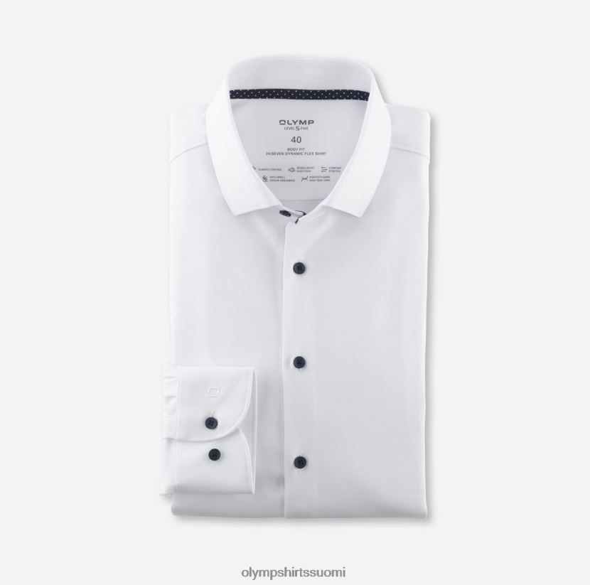 vaatetus OLYMP taso viisi 24/7 body fit, bisnespaita, moderni kent, valkoinen 24N6D440