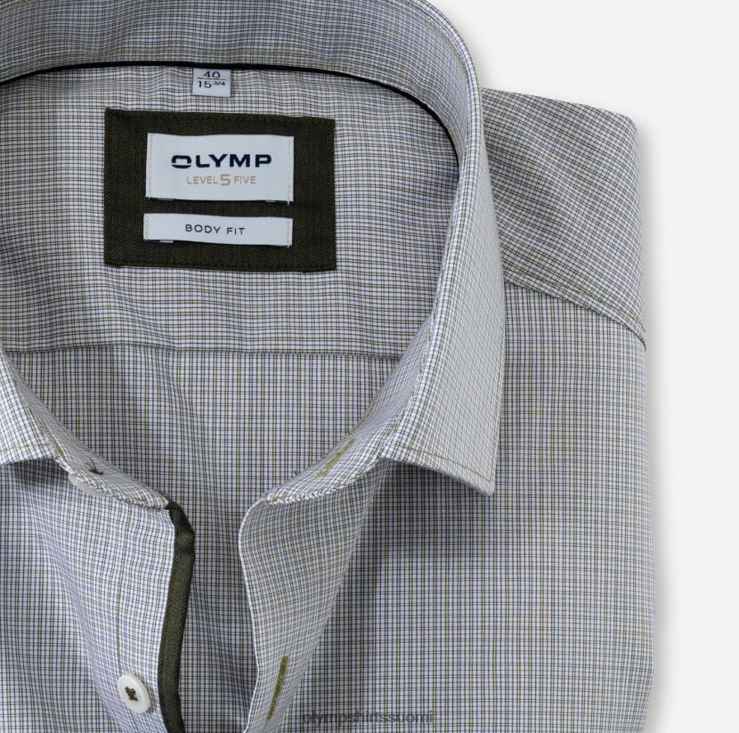 vaatetus OLYMP tason viisi body fit, bisnespaita, moderni kent, limenvihreä 24N6D824