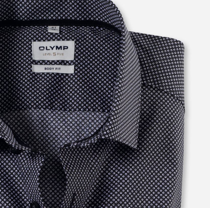 vaatetus OLYMP tason viisi body fit, bisnespaita, moderni kent, musta 24N6D356