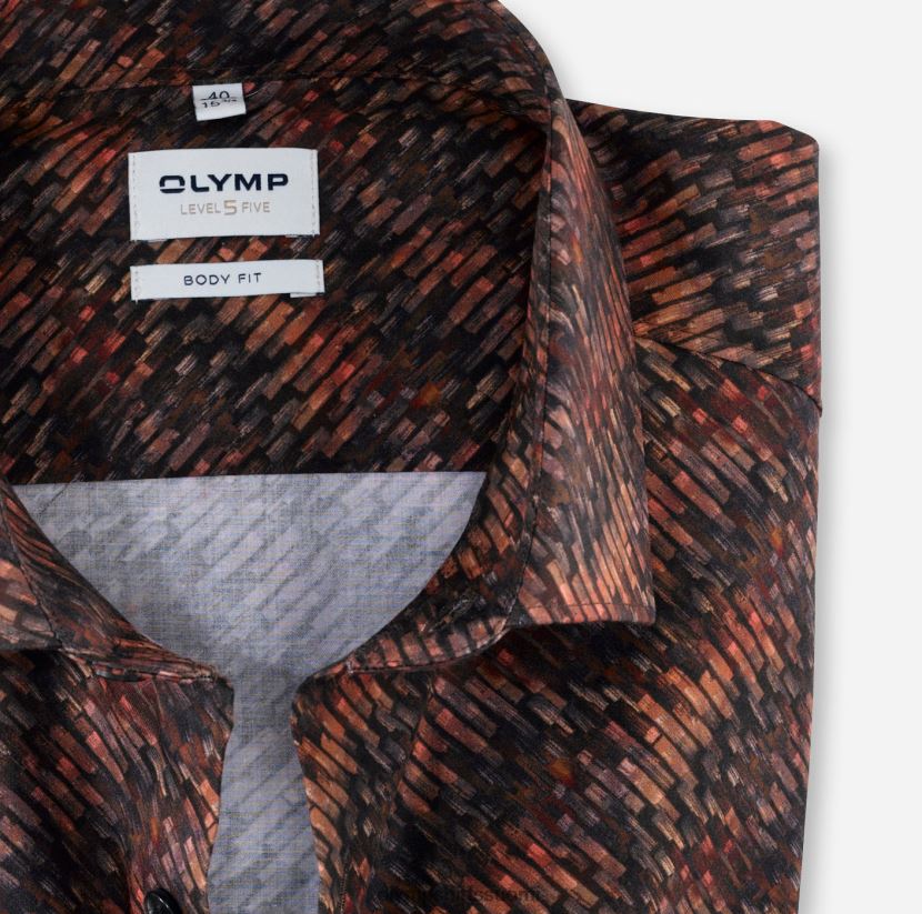 vaatetus OLYMP tason viisi body fit, bisnespaita, moderni kent, punainen oranssi 24N6D663