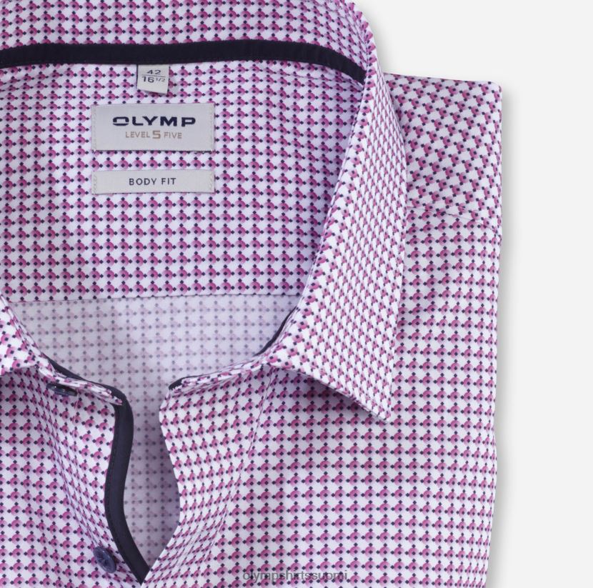 vaatetus OLYMP tason viisi body fit, bisnespaita, new york kent, fuksia 24N6D399